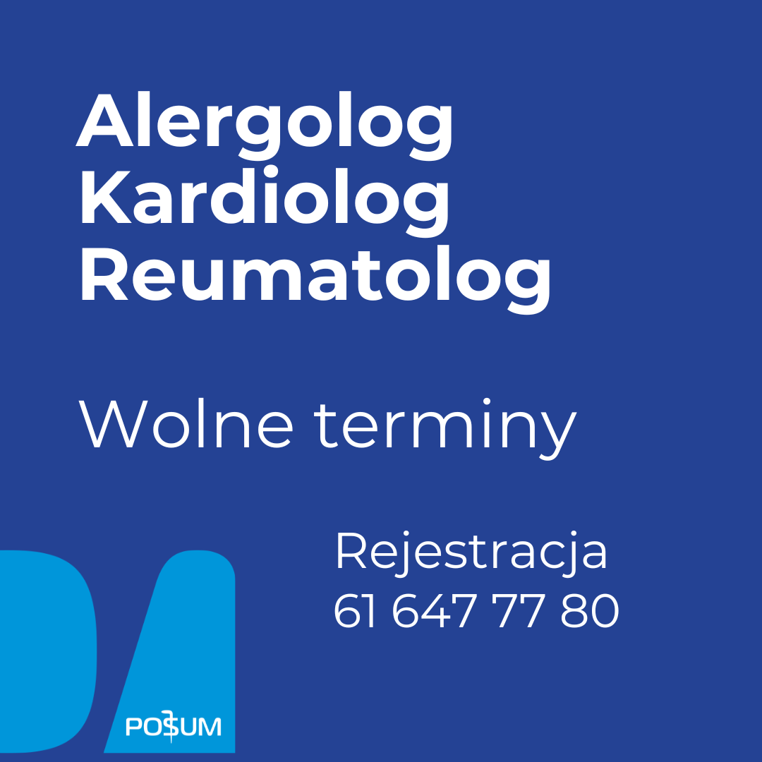 Alergolog, Kardiolog, Reumatolog - Wolne terminy