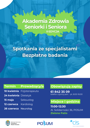 Akademia Zdrowia Seniorki i Seniora II Edycja - Spotkania ze spercjalistami, Bezpłatne badania